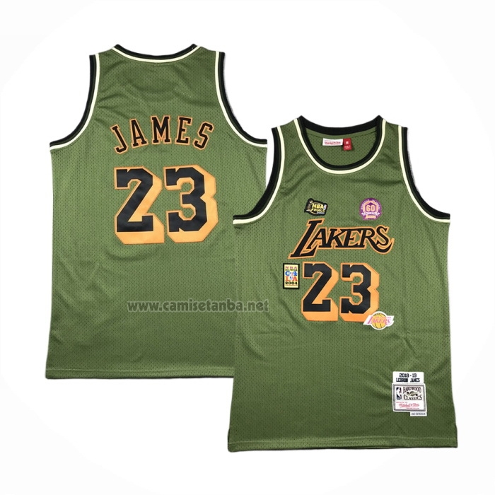 Camiseta Los Angeles Lakers Lebron James #23 Mitchell & Ness 2018-19 Verde